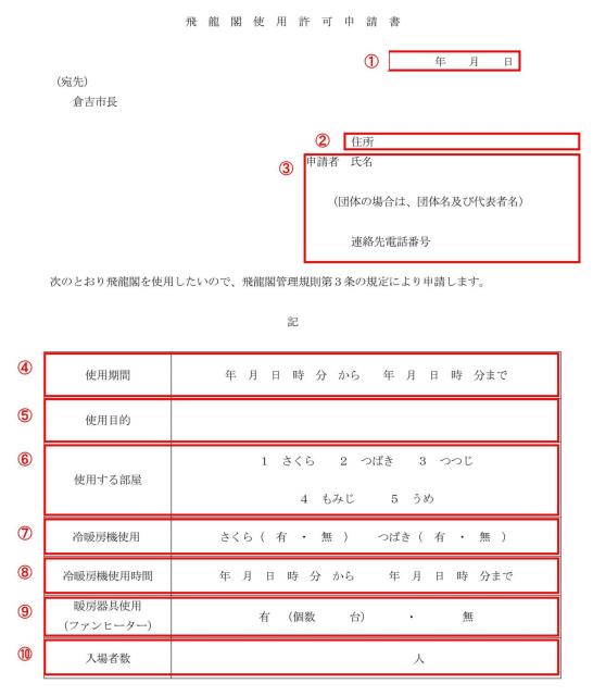 申請書の記入例